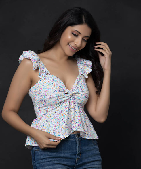 Colored Dots ITY Peplum Top